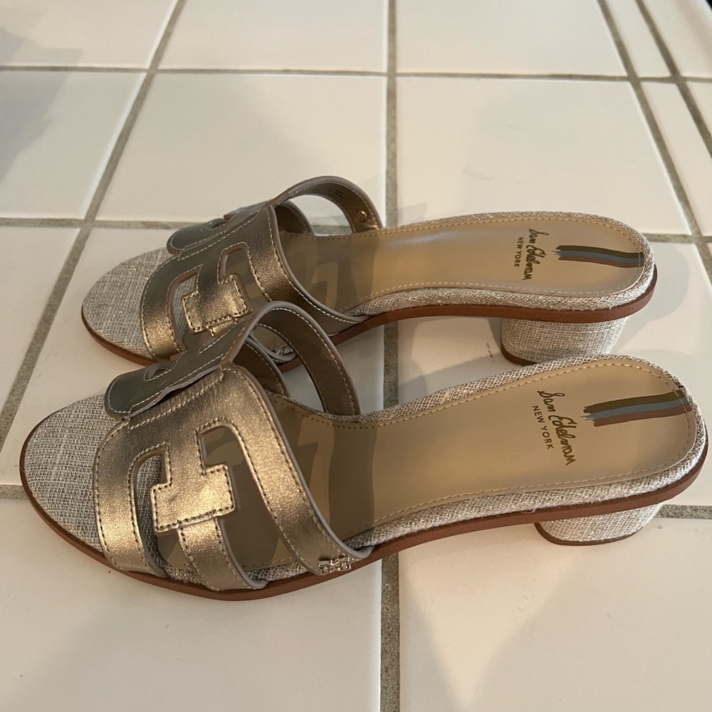 Sam Edelman Gold Heeled Mules Size 7 Never Worn